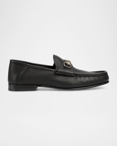 Gucci Men's Horsebit 1953 Grained Leather Bit Loafers