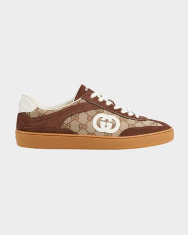 Gucci Men's GG Supreme Canvas and Suede Low-Top Sneakers