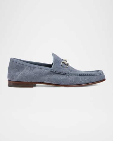 Gucci Men's Horsebit 1953 Embossed Suede Bit Loafers