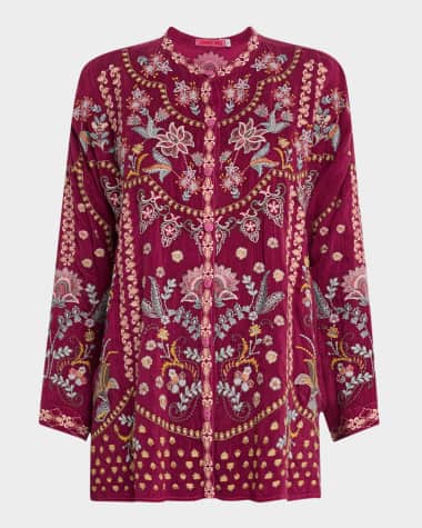Johnny Was Emmea Audrey Floral-Embroidered Tunic