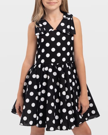 Zoe Girl's Amber Polka-Dot Dress with Shoulder Bows, Size 8-14
