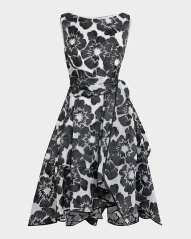 Talbot Runhof Floral Firecracker Organdy High-Low Dress