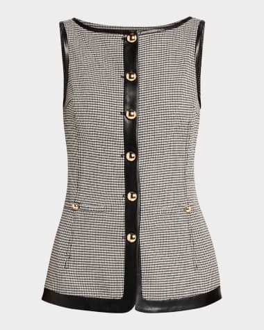 SIMKHAI Cressida Sleeveless Micro-Check Top
