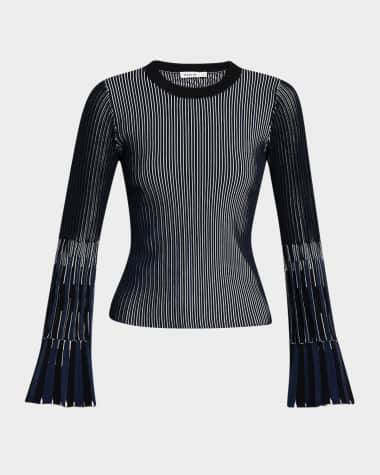 SIMKHAI Aris Long-Sleeve Ribbed Top