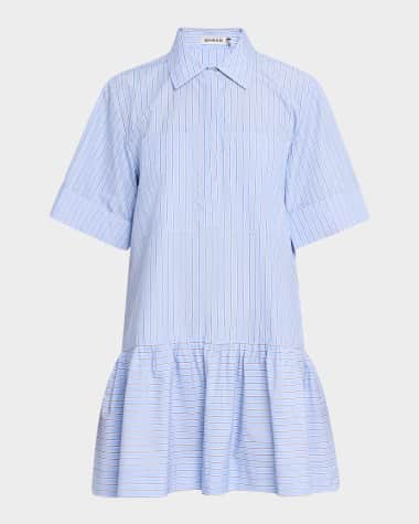 SIMKHAI Cris Short-Sleeve Pinstripe Shirtdress