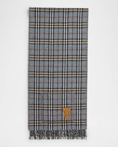 Burberry Men's Cashmere and Wool Reversible Scarf with Pockets