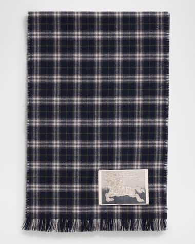 Burberry Men's Reversible Check to Prince of Wales Tweed Scarf