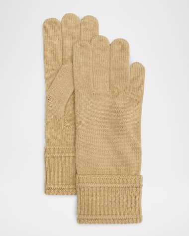 Burberry Men's Wool Knit Logo Gloves