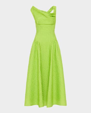 Rachel Gilbert Elley Off-Shoulder Textured Drop-Waist Midi Dress
