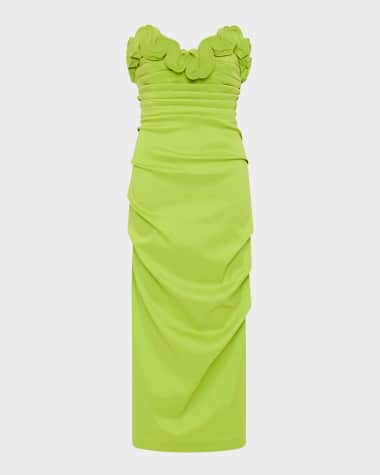 Rachel Gilbert Ren Sculpted Strapless Midi Dress