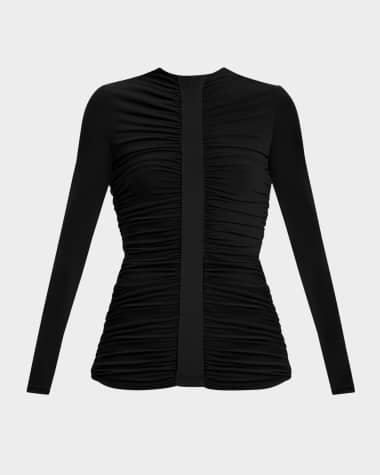 Herve Leger Veronica Ruched Long-Sleeve Top