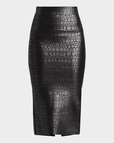 Herve Leger Parker Croc-Embossed Skirt
