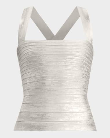 Herve Leger Serena Metallic Bandage Sleeveless Top