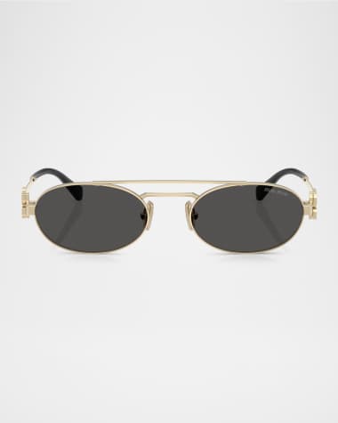 Miu Miu Logo Metal Oval Sunglasses