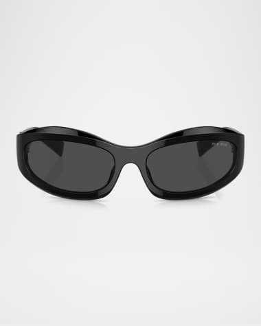 Miu Miu 14ZSF Logo Oval Acetate Sunglasses