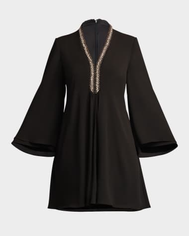 SHO by Tadashi Shoji Rhinestone-Trim Crepe Mini Dress