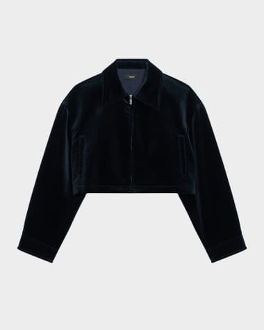 Theory Velvet Zip-Up Crop Jacket