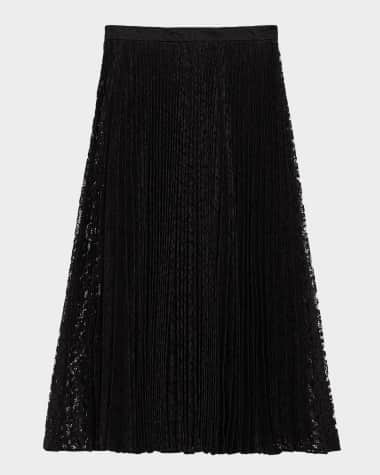Theory Leopard Lace Sunburst Midi Skirt