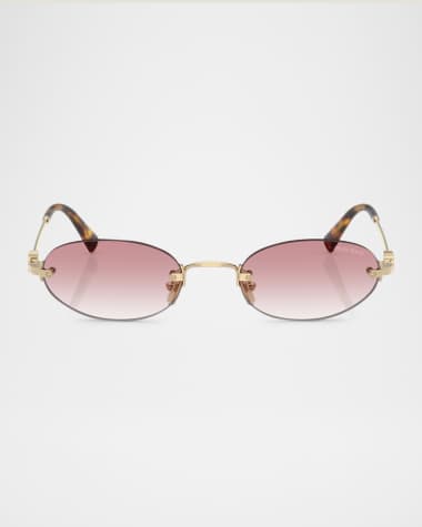 Miu Miu Logo Metal Oval Sunglasses