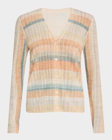 TSE Cashmere Superfine Cashmere Striped Cardigan