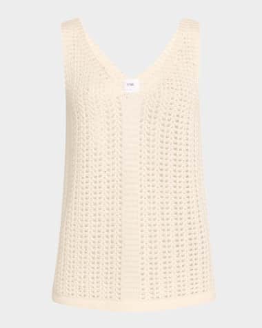 TSE Cashmere Sequin Open-Knit Tank