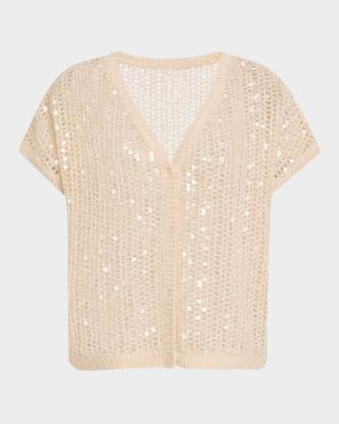 TSE Cashmere Cashmere Open-Knit Sequin Cardigan