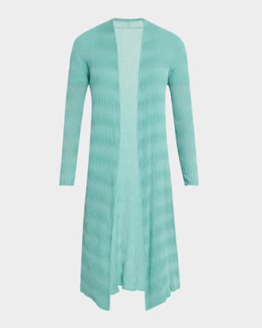TSE Cashmere Ribbed Open-Front Duster Cardigan