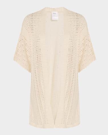 TSE Cashmere Open-Weave Sequin Cardigan