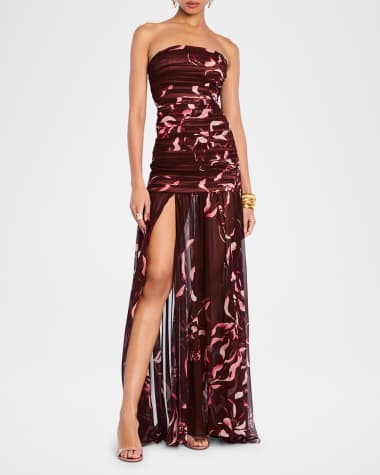 Retrofete Annalise Ruched Strapless Polka Dot Dress