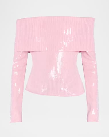 Retrofete Jourdana Sequined Off-The-Shoulder Sweater