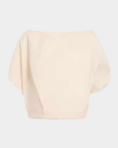 Khaite Niles Cap-Sleeve Crop Silk Top