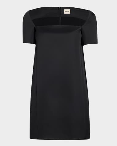 Khaite Benji Square-Neck Short-Sleeve Mini Dress