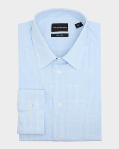 Emporio Armani Men's Cotton Stretch Micro-Check Dress Shirt