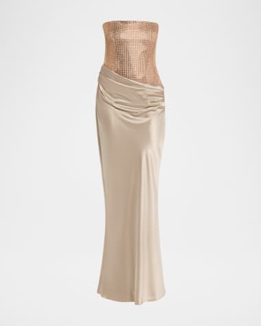 Retrofete Alexandra Strapless Sequin Draped Dress