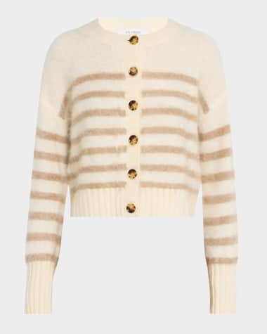 La Ligne Striped Brushed Cashmere Cardigan