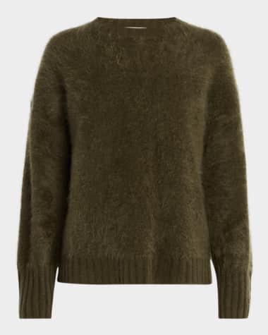 La Ligne Solid Brushed Cashmere Crewneck Sweater