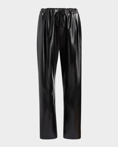 Khaite Trenton Straight Drawstring Leather Pants