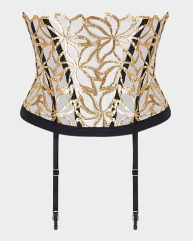 Lise Charmel Eclats D'Or Embroidered Waspie Garter Belt