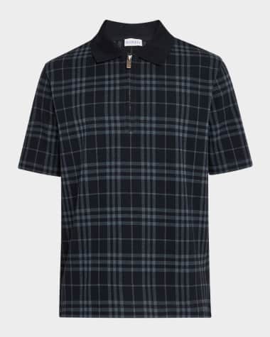Burberry Men's Check Quarter-Zip Polo Shirt