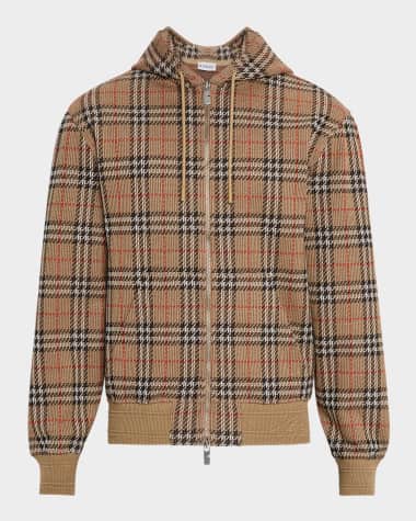 Burberry Men's Check Full-Zip Hoodie