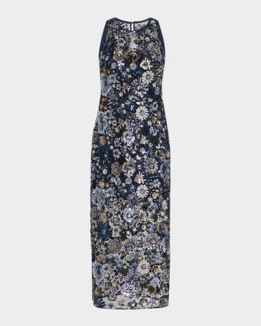 Dress the Population Black Label Helena Sequin Floral Bodycon Midi Dress