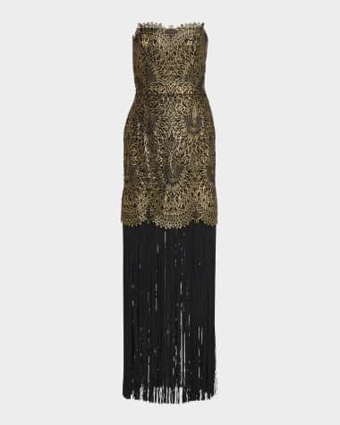 HELSI Naomi Strapless Metallic Fringe Gown