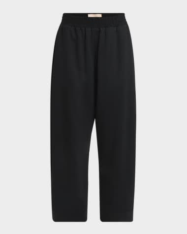 Plan C High-Rise Wide-Leg Ankle Pull-On Trousers