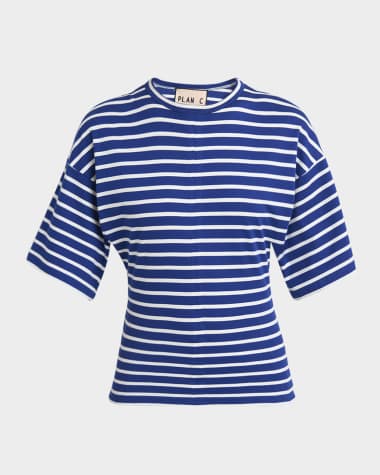 Plan C Striped Short-Sleeve Slim T-Shirt