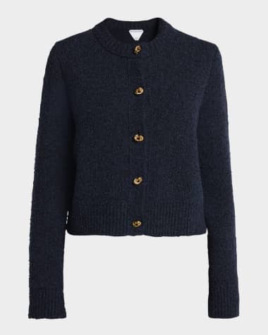 Bottega Veneta Knot-Button Boucle Knit Cardigan