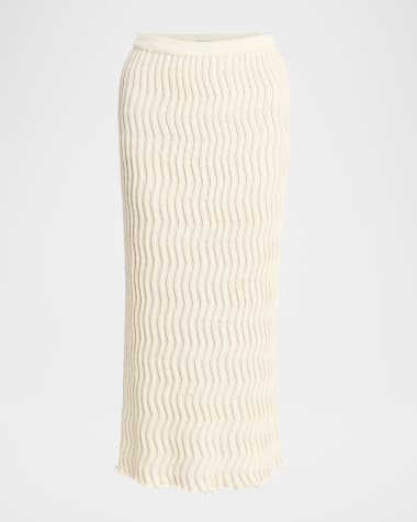 Bottega Veneta Zigzag Knit Slim Midi Skirt