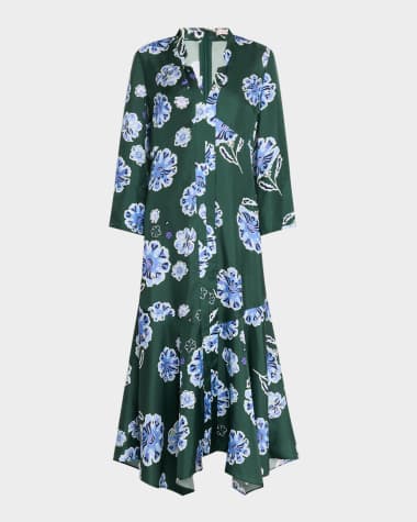 DOROTHEE SCHUMACHER Big Garden Floral-Print Silk Twill Midi Dress