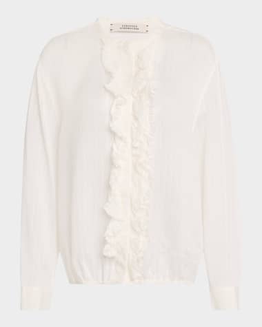 DOROTHEE SCHUMACHER Cool Stripe Ruffle-Trim Blouse