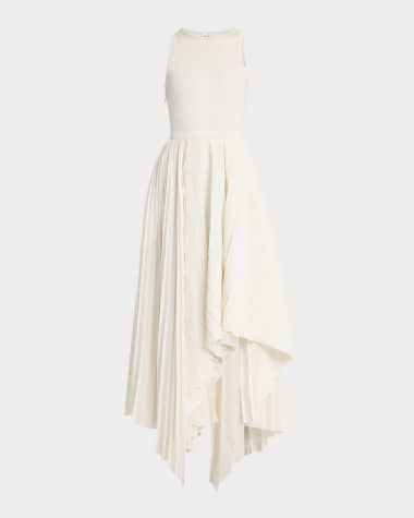 McQueen Sleeveless Pleated Skirt Maxi Dress