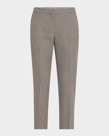 McQueen Mid-Rise Straight-Leg Houndstooth Trousers